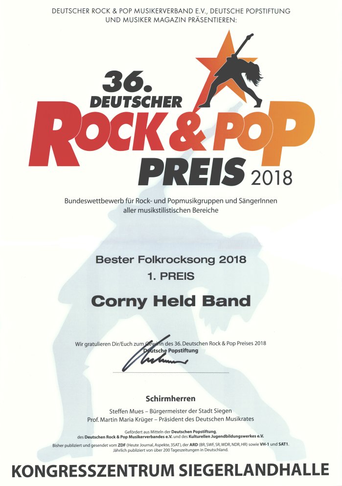 Deutscher Rock und Pop Preis 2018