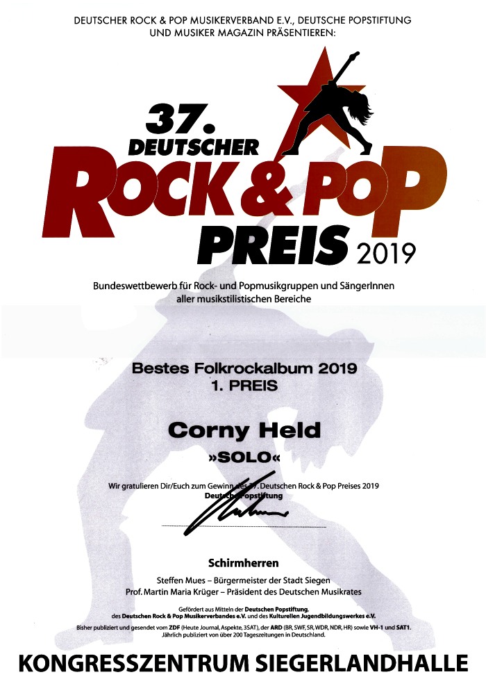 Deutscher Rock und Pop Preis 2019