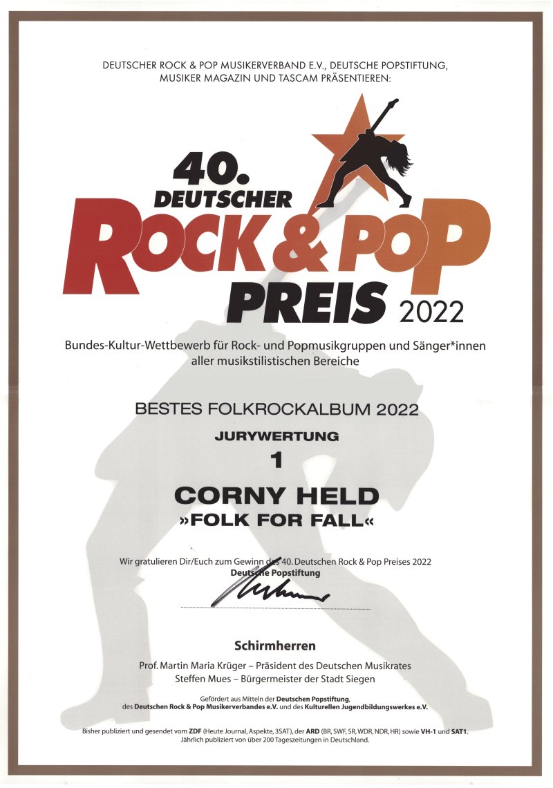 Deutscher Rock und Pop Preis 2022