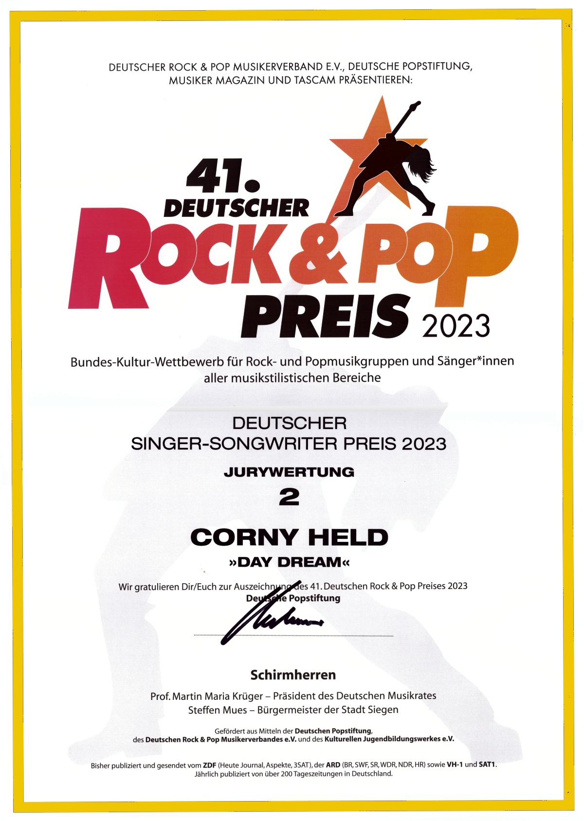 Deutscher Rock und Pop Preis 2023