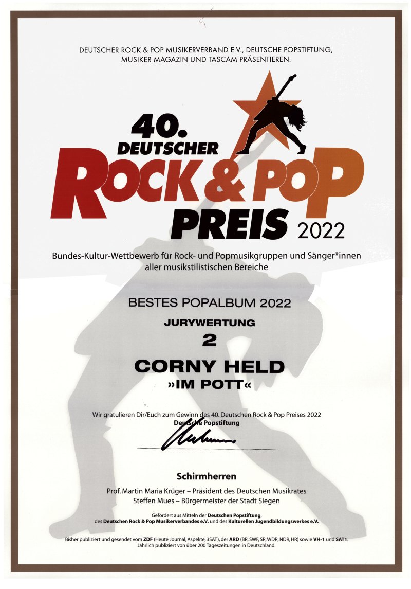 Deutscher Rock und Pop Preis 2022